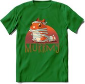 Kat murrmy T-Shirt Grappig | Dieren katten halloween Kleding Kado Heren / Dames | Animal Skateboard Cadeau shirt - Donker Groen - 3XL
