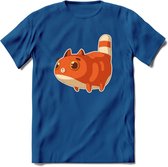 Jagende kat T-Shirt Grappig | Dieren katten Kleding Kado Heren / Dames | Animal Skateboard Cadeau shirt - Donker Blauw - S