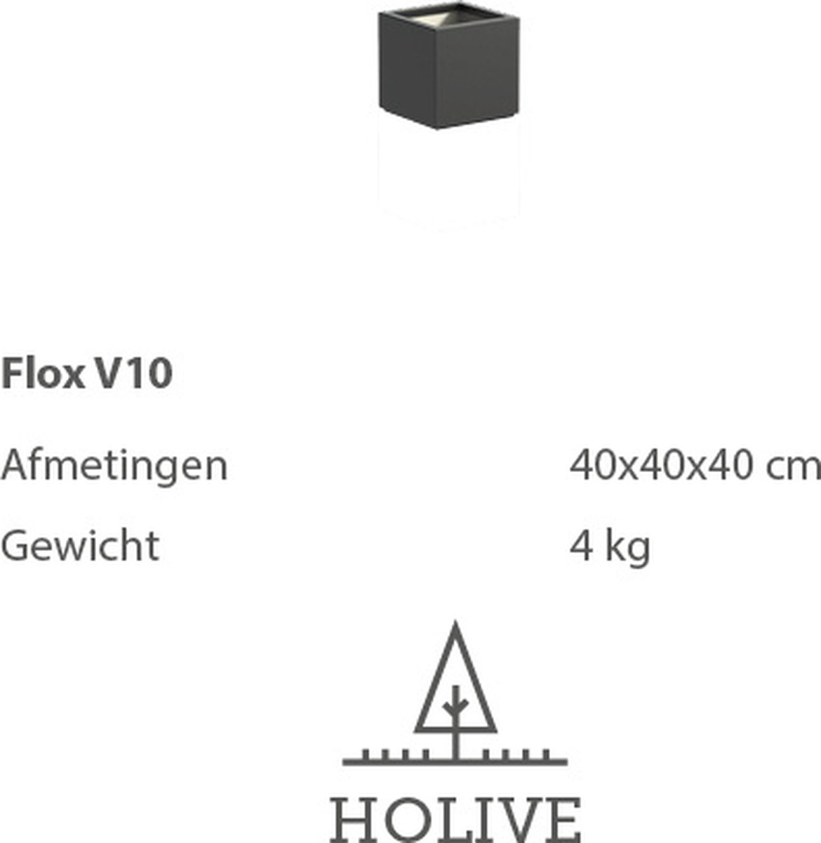 Polyester Flox V10 Vierkant 40x40x40 cm. Plantenbak