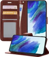 Samsung S21 FE Hoesje Book Case Hoes - Samsung Galaxy S21 FE Case Hoesje Portemonnee Cover - Samsung S21 FE Hoes Wallet Case Hoesje - Bruin