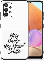 Backcover Soft Siliconen Hoesje Geschikt voor Samsung Galaxy A32 4G | A32 5G Enterprise Editie Telefoonhoesje met Zwarte rand Heart Smile