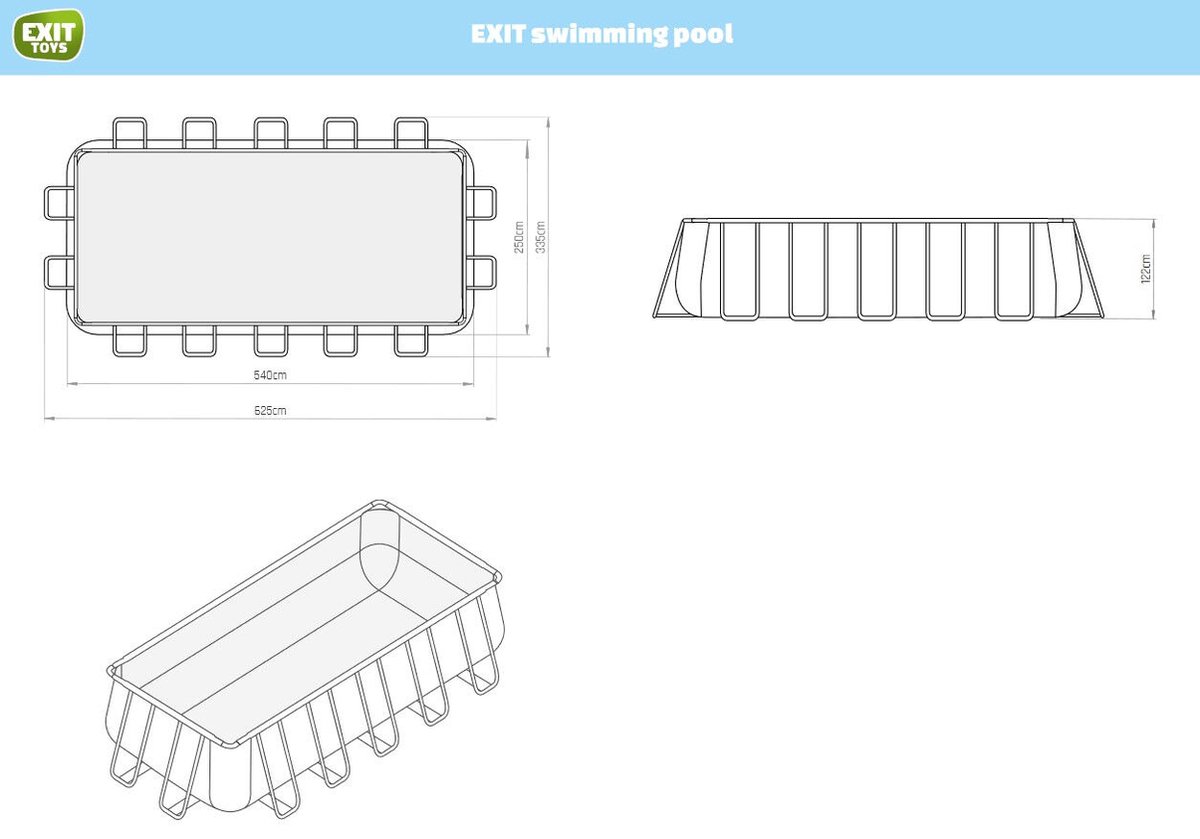 EXIT Wood zwembad 540x250x122cm met filterpomp - bruin
