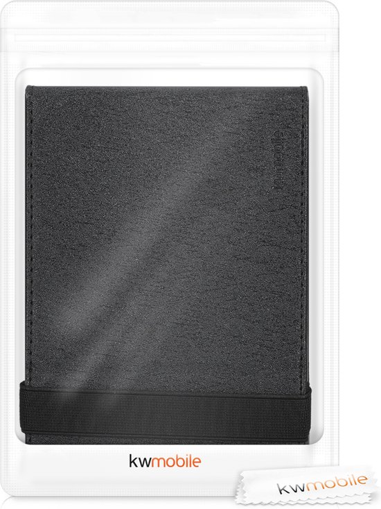 kwmobile e-reader hoesje geschikt voor Pocketbook Touch Lux 4/5/Touch HD 3/Color (2020)/ Vivlio Lux 5 hoes - E reader flip case van kunstleer - Ereader cover met handgrip en stand - In zwart van Merkloos — afbeelding 3
