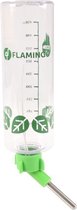 Flamingo drinkfles transparant groen - kunststof - 500ml - 6.4cm l x 6cm b x 25cm h