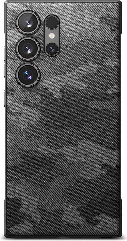 Ringke Onyx | Hoesje Geschikt voor Samsung Galaxy S24 Ultra | Back Cover Flexibel TPU | Militaire Standaard | Camo Design Zwart