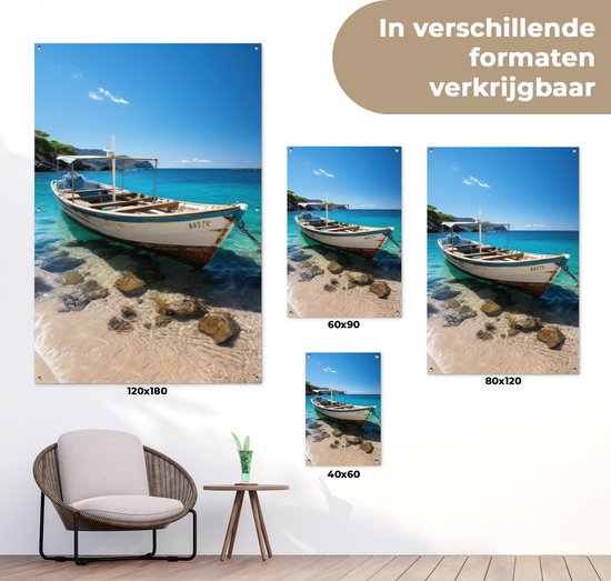 Affiche de jardin bateau - Décoration de jardin - 120x180 cm - Toile de jardin - Décoration maritime - Décoration murale extérieure - Affiche clôture maritime - Tableaux de jardin - Décoration murale de jardin - Posters de jardin