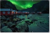 Muurdecoratie Noorderlicht - Noorwegen - Nacht - 180x120 cm - Tuinposter - Tuindoek - Buitenposter