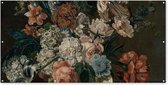 Schuttingposter Stilleven met bloemen - Schilderij van Cornelia van der Mijn - 200x100 cm - Tuindoek
