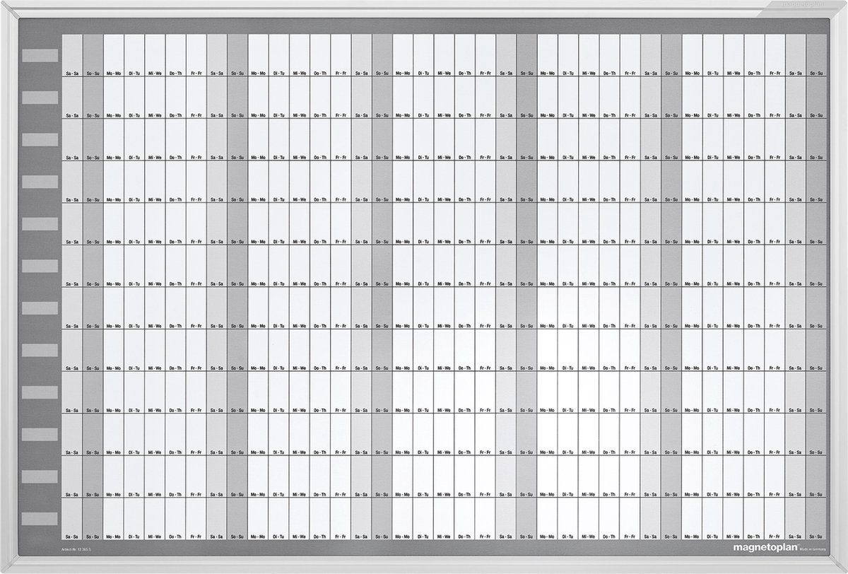 Magnetoplan Jaarlijkse Planner Manager - 92,5x62,5 cm - aluminium frame met plastic hoeken