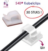 S4D® - Kabelclips - Kabelklemmen Zelfklevend - Kabelbinder - 30 Stuks ! - Wit