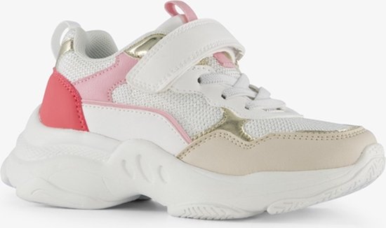 Blue Box dad meisjes sneakers wit/roze - Uitneembare zool