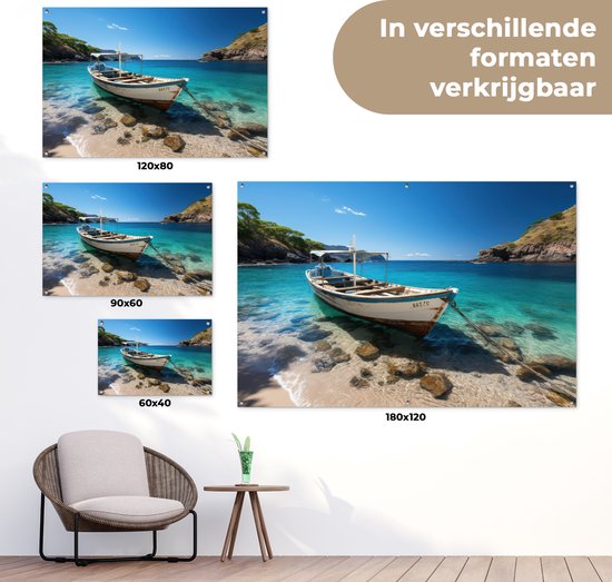 Affiche de jardin bateau - Décoration de jardin - 90x60 cm - Toile de jardin - Décoration maritime - Décoration murale pour extérieur - Affiche de clôture maritime - Tableaux de jardin - Décoration murale de jardin - Posters de jardin..