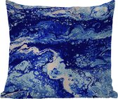 Tuinkussen - Marmer - Blauw - Waterverf - 40x40 cm - Weerbestendig