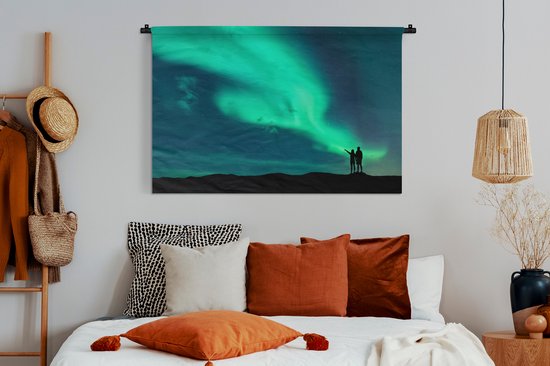 Tapisserie murale - Tissu mural - Aurores boréales - Ombre - Norvège - 120 x 80 cm