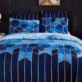 beddengoed, 4-delig, blauw, geometrisch dekbedovertrek, strepen, patroon, modern, dekbedovertrek, voor jongeren, tieners, jongens, 135 x 200 cm