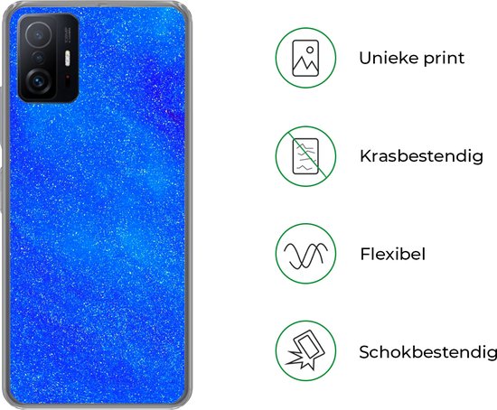 Coque Xiaomi 11T Pro - Texture scintillante bleue dans un motif en mouvement - Coque de téléphone en Siliconen