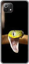 Geschikt voor Xiaomi Mi 11 Lite hoesje - Slang - Dier - Zwart - Siliconen Telefoonhoesje