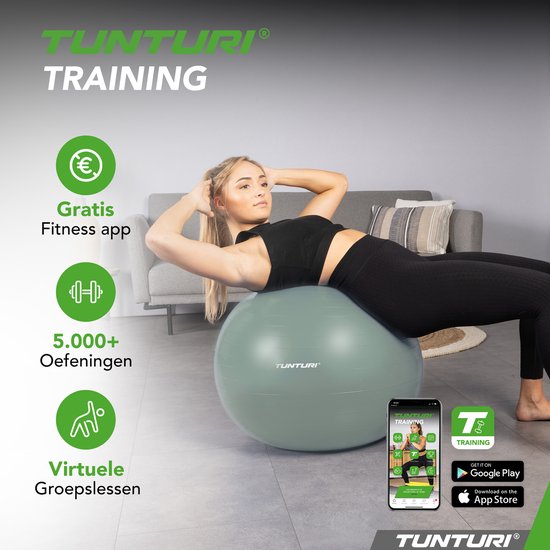 Inhoud van de verpakking van de Tunturi fitnessbal.