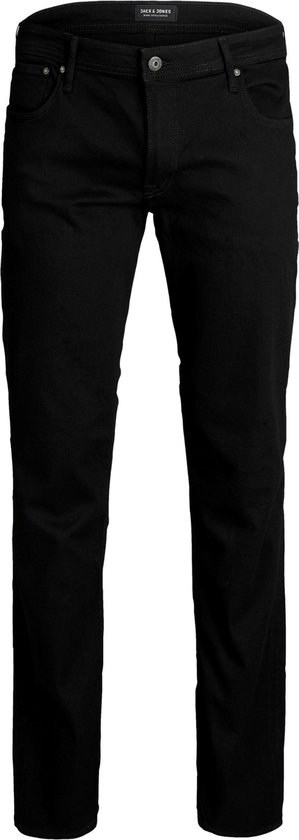 Zwarte denim spijkerbroek van Jack & Jones, met knoopsluiting en zakken.