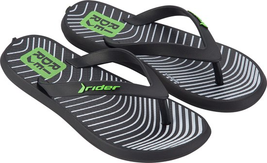 Rider R1 Style Kids Slippers Heren Junior - Black/Green - Maat 33