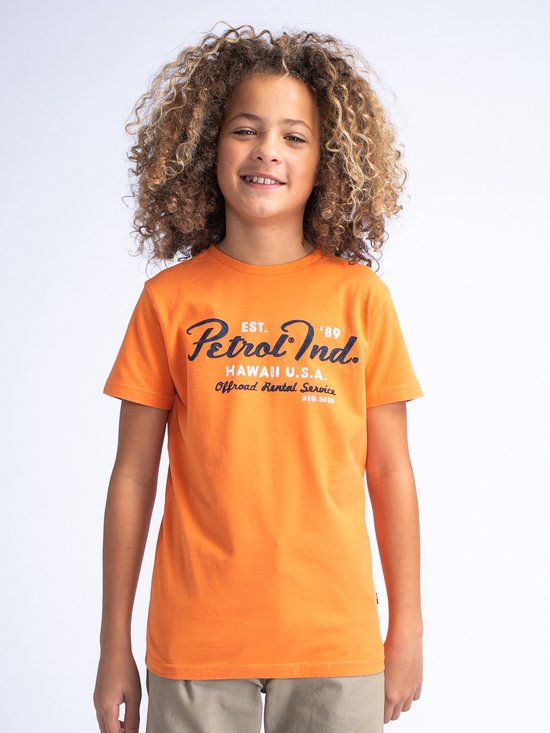 Petrol Industries - T-shirt Garçons avec motif parterre de fleurs - Oranje - Taille 176