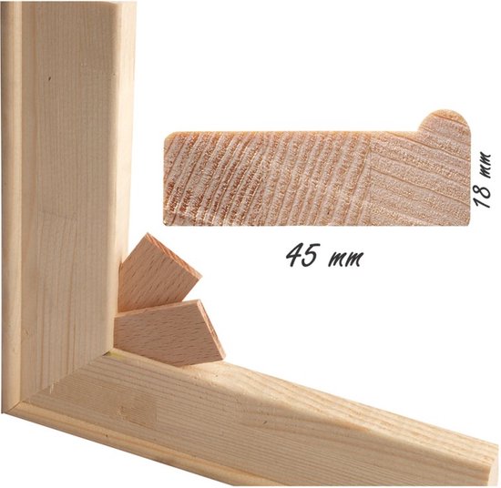 Opspanlatten voor schildercanvas Spielat 45mm 35x70cm Houten spanlatten voor Spanraam - Spieraam zonder doek Houten frame voor schildersdoek, canvasdoek of stof 35x70cm