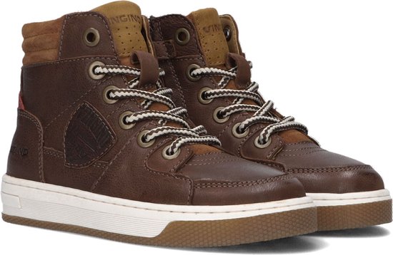 Vingino Sil Mid Hoge sneakers Leren Sneaker Jongens Bruin Maat 28 bol