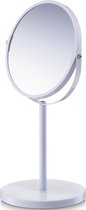 Witte make up spiegel rond dubbelzijdig 15x26 cm - Zeller - Opmaken - Cosmeticaspiegels - Vergootspiegels - Dubbelzijdige spiegels