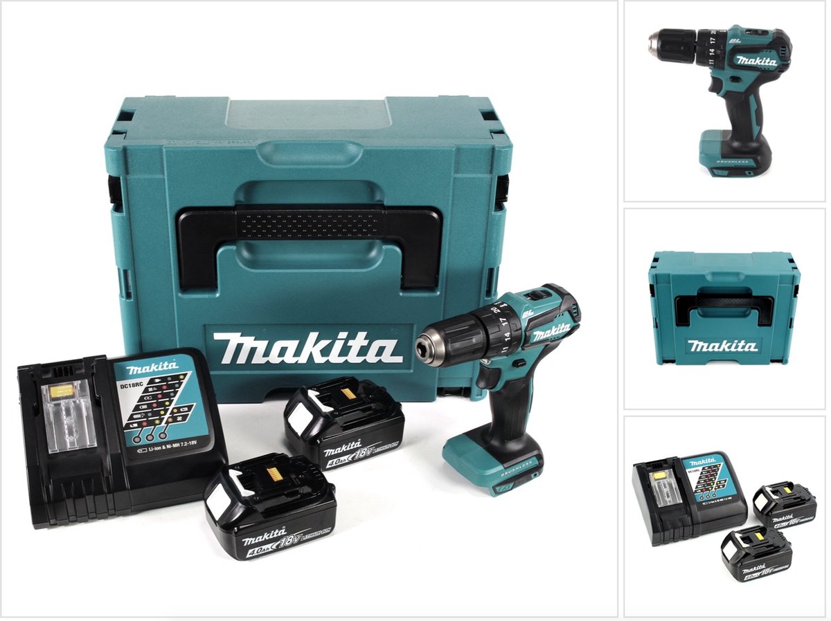 Makita DHP 483 RMJ accu klopboormachine 18V 40Nm in Makpac + 2x 4.0 Ah accu + lader