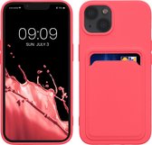 kwmobile telefoonhoesje geschikt voor Apple iPhone 13 - Hoesje met pasjeshouder - TPU case in neon roze