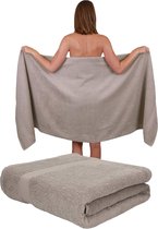 Saunahanddoeken, saunahanddoeken, set van 2 stuks, 100% katoen, badstof, XXL badhanddoek, strandhanddoek, afmetingen 80 x 200 cm, kleur Stone