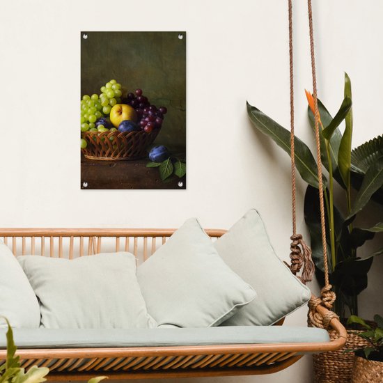 Décoration de jardin Rustique - Fruit - Canette - Corbeille - Nature morte - 40x60 cm - Poster jardin - Toile jardin - Poster extérieur