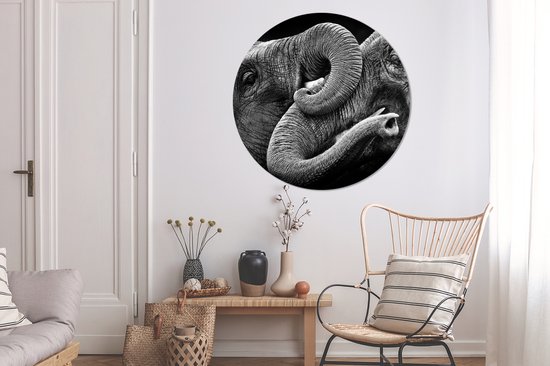 WallCircle - Wandcirkel - Muurcirkel - Olifant - Dier - Slurf - Aluminium - Dibond - 140x140 cm - Binnen en Buiten