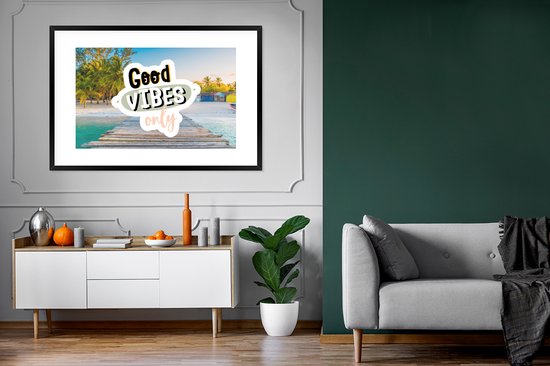 Cadre photo avec affiche - Été - Proverbes - Plage - 120x80 cm - Cadre pour affiche