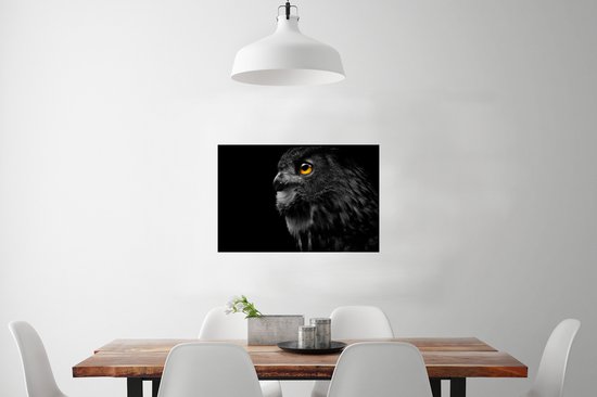 Affiche Chouette - Vogel - Zwart - Portrait - 60x40 cm