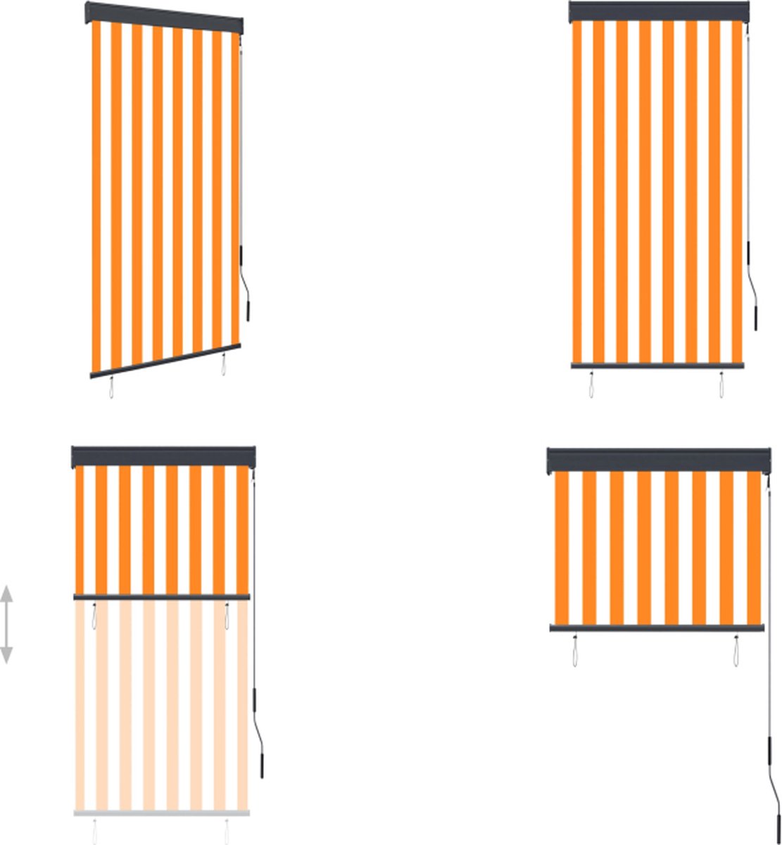 vidaXL Rolgordijn voor buiten 80x250 cm wit en oranje - Rolgordijn - Rolgordijnen - Tuinrolgordijn - Tuinrolgordijnen