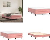 vidaXL Boxspringframe fluweel roze 120x200 cm - Boxspring Bed Frame - Boxspring Bed Frames - Bed - Slaapkamer Meubels