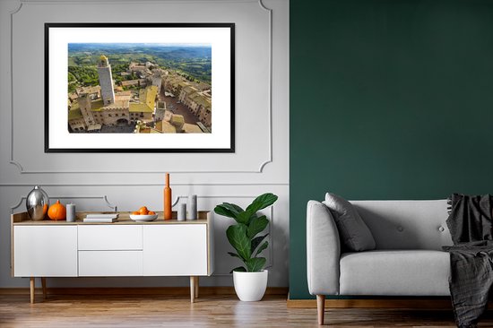 Cadre photo avec affiche - San Gimignano d'en haut près de la Toscane en Italie - 120x80 cm - Cadre pour affiche