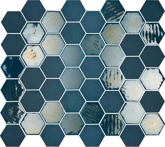 Foto: The mosaic factory valencia hexagon wandtegels tegels 27 8x32 5x0 5cm blauw 1 m 10 vellen