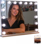 Flexie Beauty Glaminous 58 - Hollywood Spiegel met Verlichting - Vanity Mirror - voor Visagie & Make Up - 15 Led Lampen - Wit