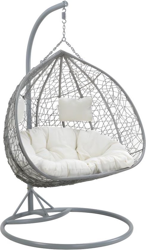 blumfeldt Ischia Siège suspendu + coussin d assise 115 cm (Ø), poly-coton  gris