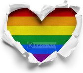 Schilderij - Gay pride, LGBT , love - regenboog , Multikleur , 3 maten , Wanddecoratie