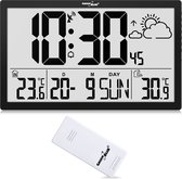 GreenBlue - LCD Wandklok - Klok met weerstation en thermometer GB218