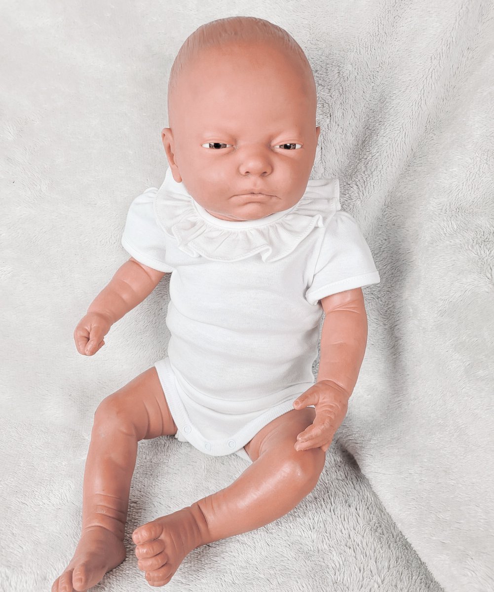Babidu Romper Ronde Roezel Kraag | 1118 | Wit | Korte Mouw | 9 maand | maat 74