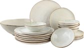 Bol.com OTIX Serviesset met Saladeschaal - Bordenset - 6 Persoons - 19-delig - Beige - Keramiek - LILY aanbieding