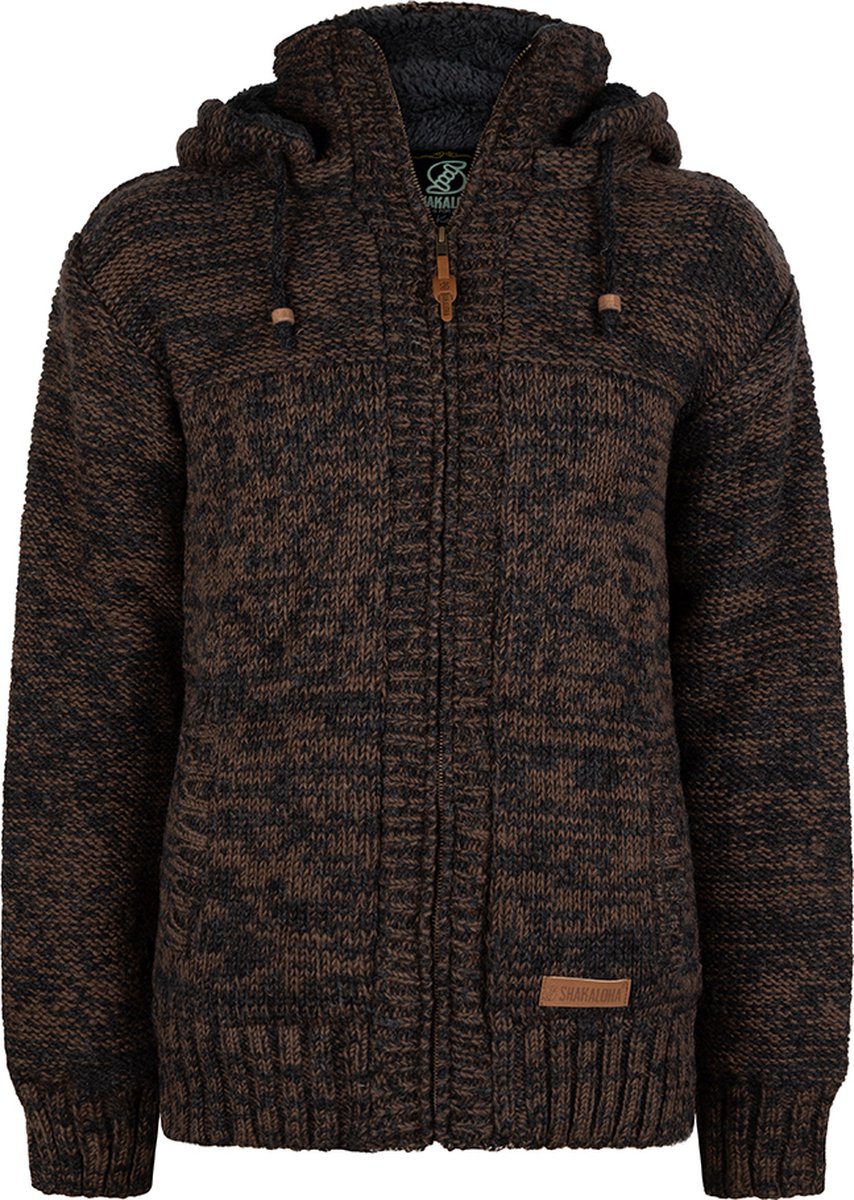 Gebreid Wollen Heren/Uni Vest van Schapenwol Teddy PolyesterFleece en afneembare capuchon SHAKALOHA M Chamonix ZH Antrachoco