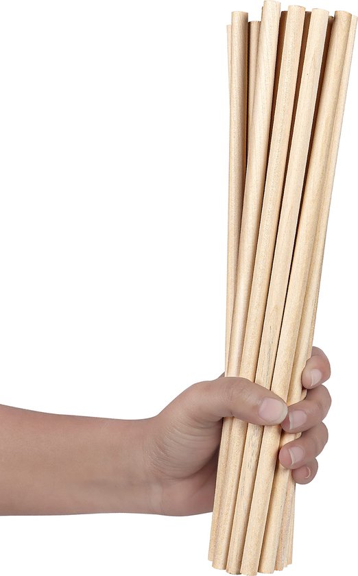 Bahan alamy 200 stuks houten stokjes rond, 30 cm x 3 mm, houten stokjes voor doe-het-zelvers, rondhouten stok om te knutselen