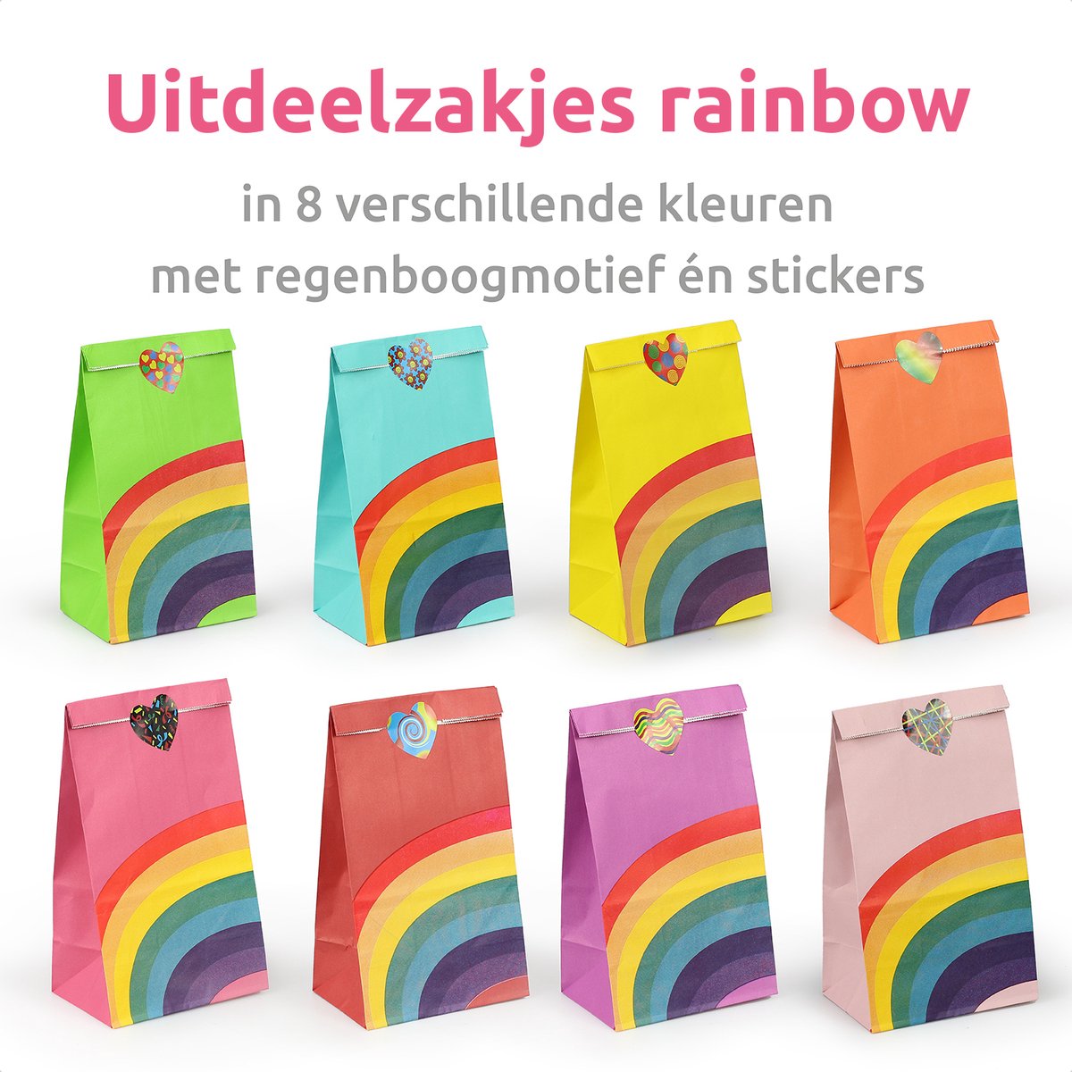 Isa's Friends® Uitdeelzakjes + Stickers - Regenboog - 40 stuks - Stevig Papier - Traktatie zakjes - Cadeauzakjes - Uitdeelzakjes Kinderfeestje — afbeelding 2