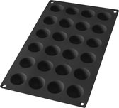 Mini-halve bol, siliconen, zwart, 24 bakvormen, 30 x 17,5 x 1,2 cm