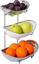 Fruitrek met 3 etages, keramiek, fruitschaal voor keuken, modern metalen frame, fruitschalen op het werkblad